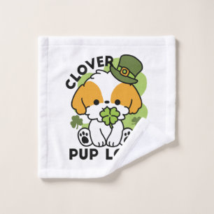 Clover Pup Love – St. Patrick's Day Dog Design Wash Cloth
