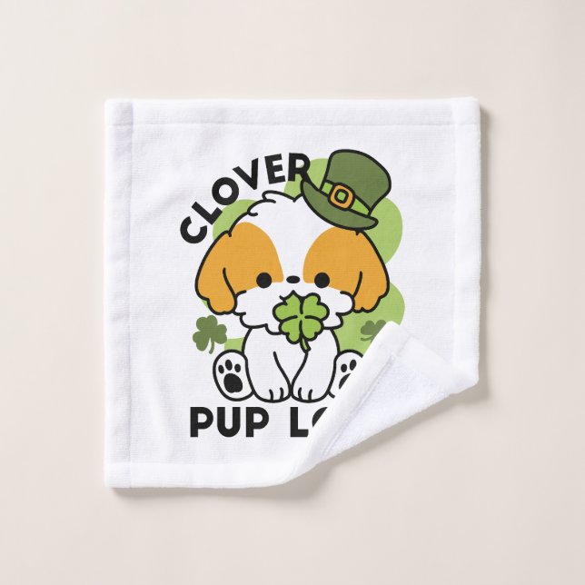 Clover Pup Love – St. Patrick's Day Dog Design Wash Cloth (Wash Cloth)