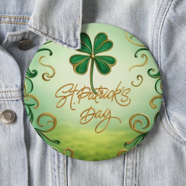 Clover Saint Patrick's Day 6 Inch Round Button (In Situ)
