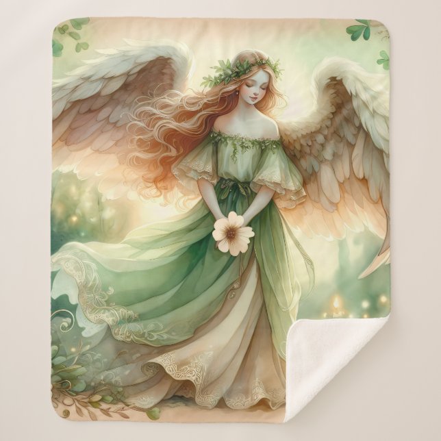 Clover Serenity Angel Sherpa Blanket (Front)