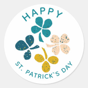 Clover Shamrock Drawing Happy St. Patrick`s day  Classic Round Sticker