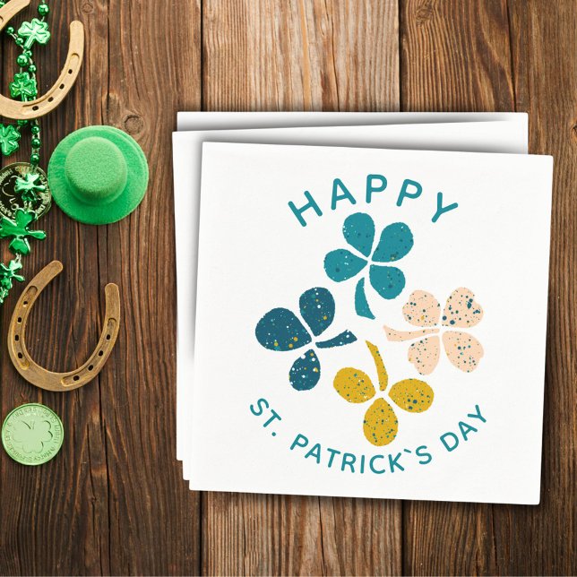Clover Shamrock Drawing Happy St. Patrick`s day Napkin (Creator Uploaded)