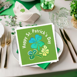 Clover Shamrock Green St. Patrick`s Day Party  Napkin