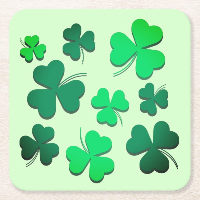 Clover Shamrock Irish Green Spring St Patrick Day  Square Paper Coaster (Front)