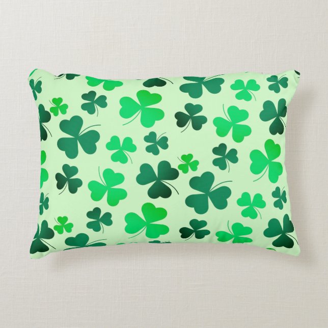 Clover Shamrock Irish Green Spring St Patricks Day Accent Pillow (Front)