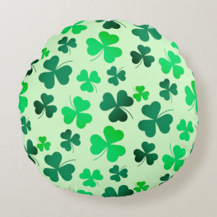 Clover Shamrock Irish Green Spring St Patricks Day Round Pillow