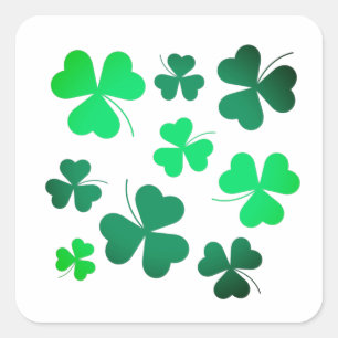 Clover Shamrock Irish Green Spring St Patricks Day Square Sticker