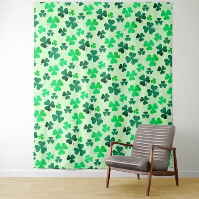 Clover Shamrock Irish Green Spring St Patricks Day Tapestry (In Situ)
