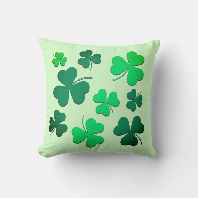 Clover Shamrock Irish Green Spring St Patricks Day Throw Pillow (Front)