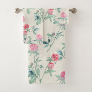 Clover, shamrock on beige. bath towel set