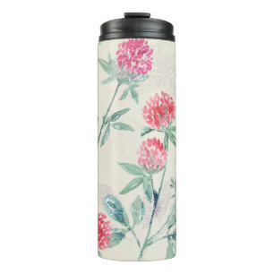 Clover, shamrock on beige.  thermal tumbler