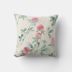Clover, shamrock on beige. throw pillow