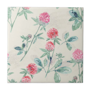 Clover, shamrock on beige. tile