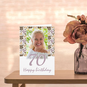 Clover Shamrock Pattern 70th Birthday Photo  Card