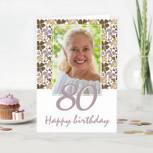 Clover Shamrock Pattern 80th Birthday Photo Card