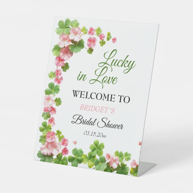 Clover St. Patrick's Day Bridal Shower WELCOME Pedestal Sign (Front)