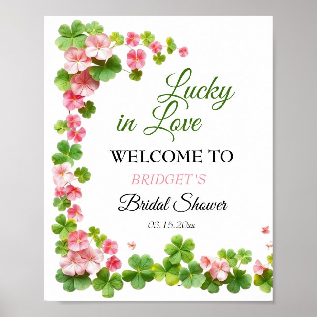 Clover St. Patrick's Day Bridal Shower WELCOME Poster (Front)