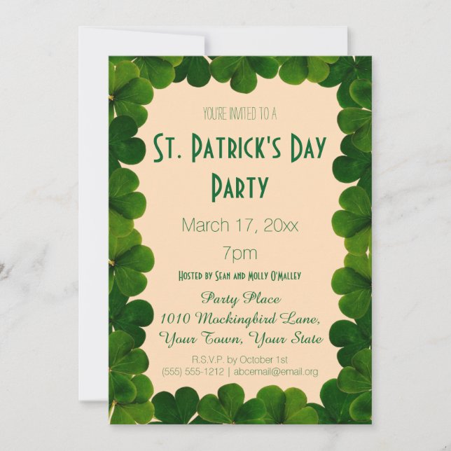 Clover St. Patrick's Day Party Invitation (Front)