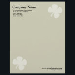 Clover - Warm Beige Letterhead<br><div class="desc">A business letterhead with an attractive and elegant clover motif in the top right and bottom left hand corners of the page positioned half an inch from the edges. Company name, address along with telephone, Fax and Mobile numbers in the top left corner. Web and email address aligned in the...</div>