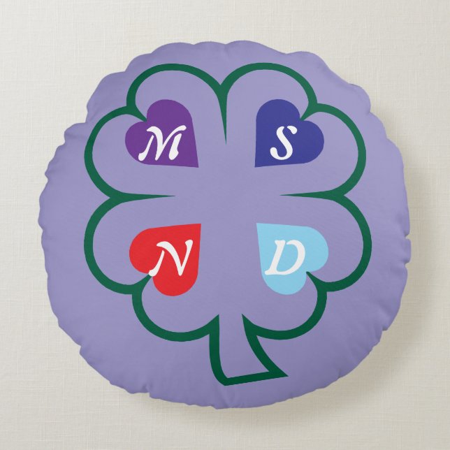 Clover with hearts  round pillow (Front)