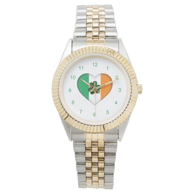 Clover with Irish Heart Shamrock Watch (Front)