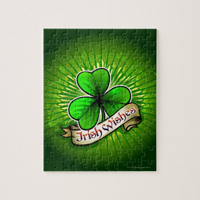 Clover with 'Irish Wishes' banner Jigsaw Puzzle (Vertical)