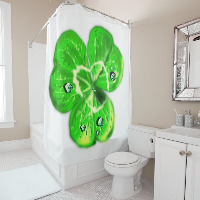 Clover with Rain Drops Shower Curtain - Your Colou (In Situ)