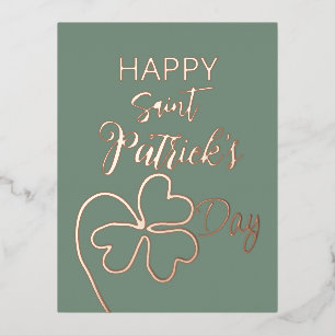 Cloverleaf Minimal/Saint Patrick's Day Foil Holiday Postcard