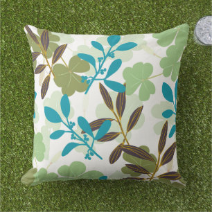 Clovers and Leaves Pattern Summer Home Outdoor Pillow