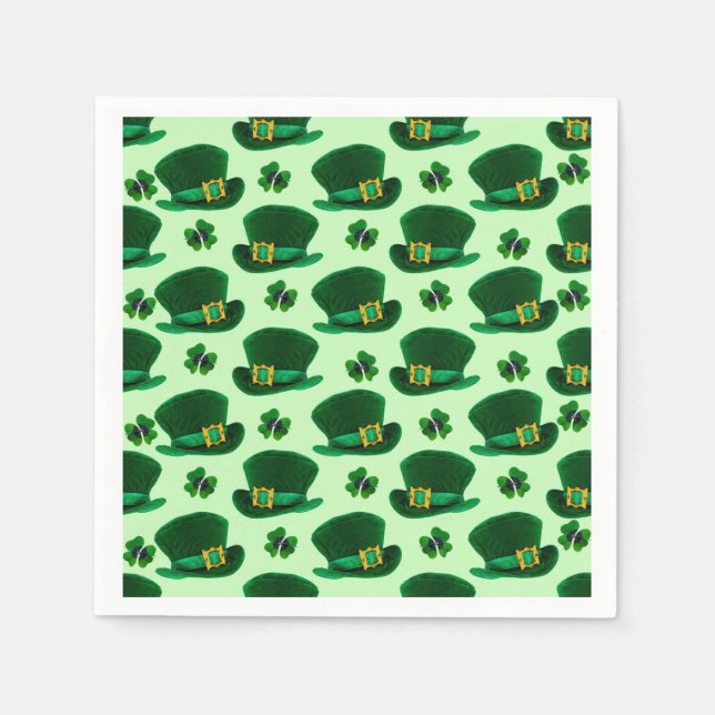 Clovers and Leprechaun Hats Napkin (Front)