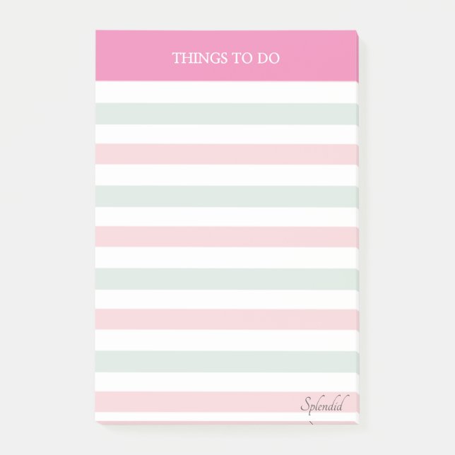 Clovers and Pastel Striped Things To Do Post-it No Notes (Front)