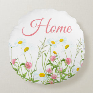 Clovers & Daisies Round Pillow