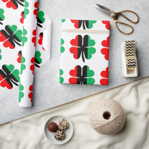 Clovers Red Black Green Kwanzaa Wrapping Paper