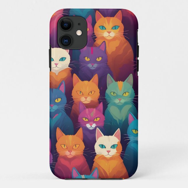 Clowder of colorful cats Case-Mate iPhone case (Back)