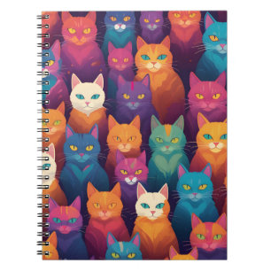 Clowder of colorful cats notebook