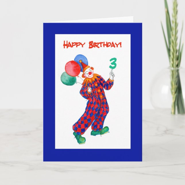 Clown 3rd Birthday Card (Front)