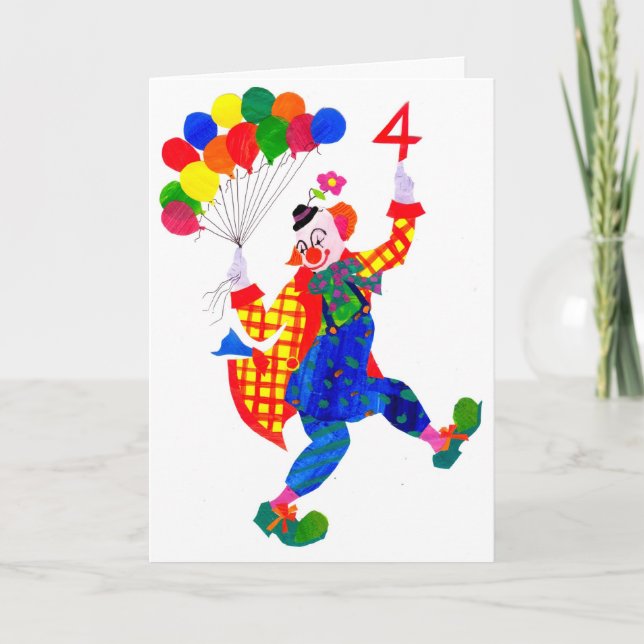 Clown 4-year old birthday card (Front)