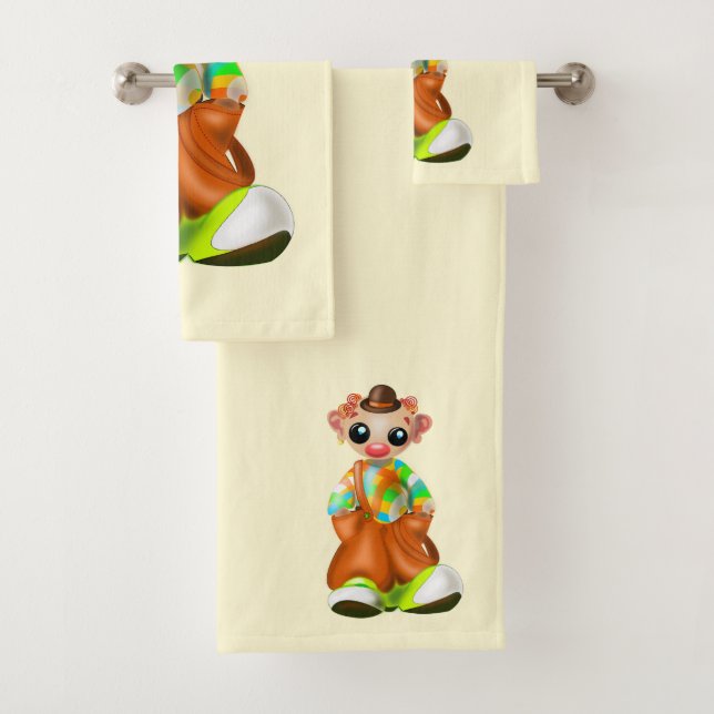 Clown Bath Towel Set Circus - Your Colours (Insitu)