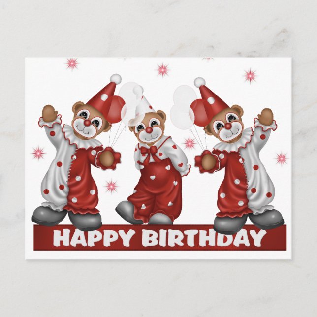 Clown Birthday Postcard (Front)