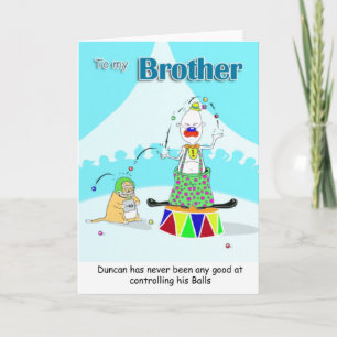 clown, brother fathers day card
