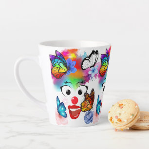 Clown,butterflies and pastel colours latte mug