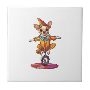 Clown Chihuahua � Funny Circus Dog Tile