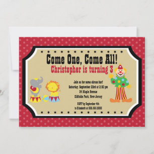 Clown Circus Invitations à la fête d'anniversaire