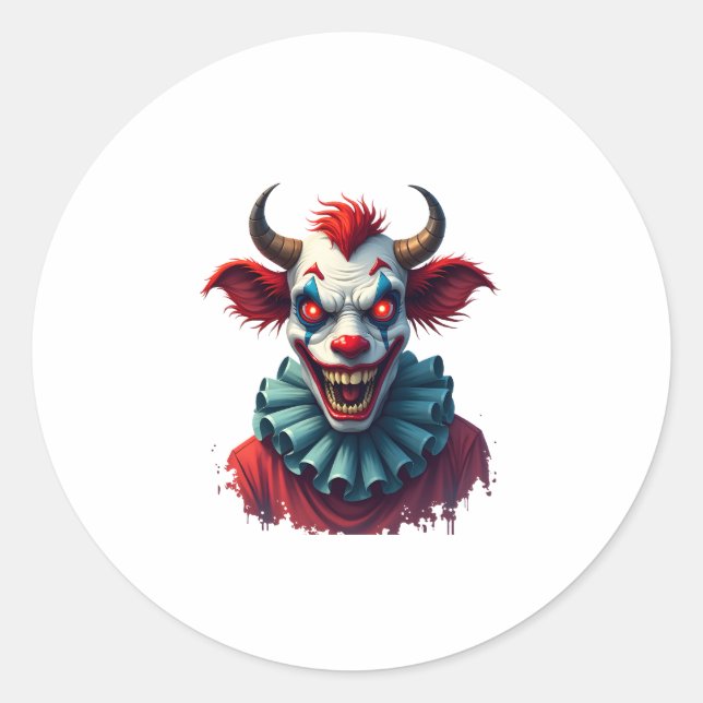 Clown Cow of Terror Classic Round Sticker (Front)