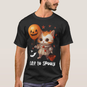 Clown Cute Cat To Spooky Halloween Pumpkin Balloon T-Shirt