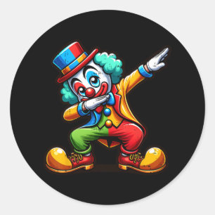 Clown Dabbing Funny Dancing Dab Boys Girls Kids  Classic Round Sticker