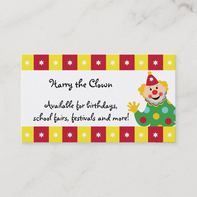 Clown de cirque avec le carte de visite d'étoiles (Devant)