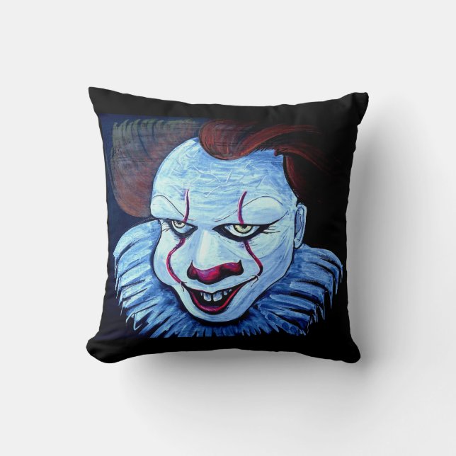 Clown:Evil Throw Pillow (Front)