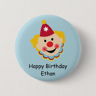 Clown Face Birthday Button