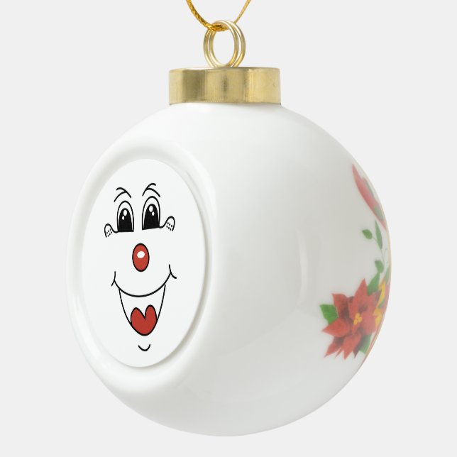 CLOWN FACE CERAMIC BALL CHRISTMAS ORNAMENT (Right)